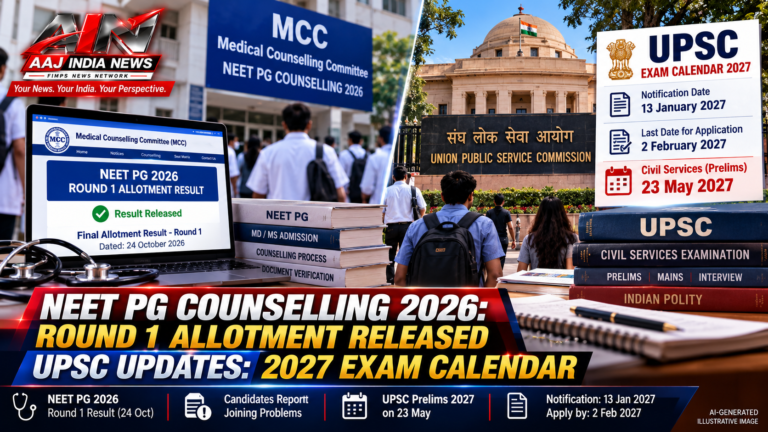 NEET PG Counselling 2026: Round 1 Allotment Released; UPSC Prelims 2027 on May 23